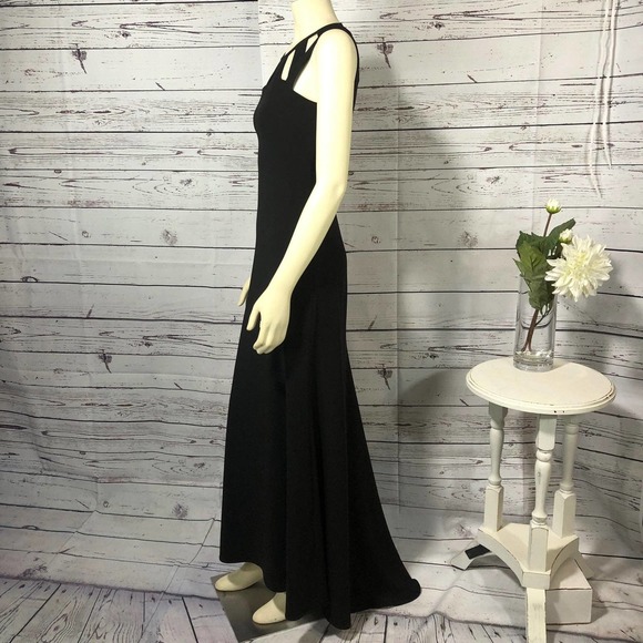 Vera Wang Floor Length Black Gown Cut Out Neckline and train on the back! - Picture 7 of 12